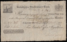 Salisbury & Shaftesbury Bank &pound;1 dated 1810 series d658 for Bowles, Ogden & Wyndham, (Outing 1885a), pleasant and collectable VG with cathedral t...