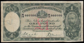 Australia 1 Pound George V facing portrait ND(1933-38) Riddle and Sheehan Pick 22 S/N M/14 980500 Fine