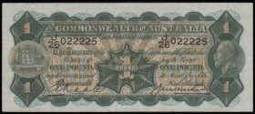 Australia 1 Pound George V profile portrait (1927) signed Riddle and Heathershaw Pick 16c S/N J/26 022225 VF or better