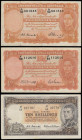 Australia 10 Shillings (3) orange George VI facing portrait (2) Armitage and McFarlane S/N F/36 112616, Coombs and Watt S/N A/59 681843, Mathew Flinde...