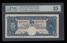 Australia Commonwealth Bank &pound;5, KGVI at left, issued 1941 S/N R/62 687803, signed Armitage & McFarlane, Pick27b, Very Fine PMG 25