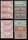 Canada (12) Dominion Bank $5 3rd Jan 1938 PS1036 VG, Bank of Canada $2 2nd Jan 1937 about Fine, Dollar 1961-72 P74 AU, Dollar 1973 P85 (3) consecutive...