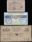 Channel Islands (3) Guernsey 10 Pounds signed Brown Pick 50b low number E000039 Unc Jersey (2) St. Saviour's Bank 1 Pound dated 14th May 1832, PickS34...