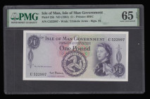 Isle of Man 1 Pound (1961) signed Stallard Pick 25b Gem Uncirculated PMG 65 EPQ and scarce in this high grade
