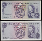 Isle of Man 1 Pounds 1961 (2) Garvey Pick 25a VF and Stallard Pick 25b AU
