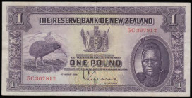 New Zealand 1 Pound 1st August 1934 S/N 5C 367812 Pick 155 nearer VF than Fine