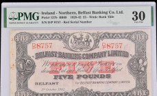 Northern Ireland Belfast Banking Company Ltd Five Pounds Pick 127b dated 2nd October 1942, DP 8757in a PMG holder and graded VF 30 Rust