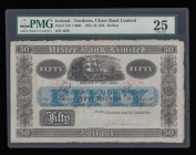 Northern Ireland Ulster Bank 50 Pounds dated 1st Jan 1942, Pick319, scarce high value Very Fine PMG 25 desirable thus S/N 4228