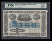Northern Ireland Ulster Bank Ltd &pound;100 dated 1st January 1941 S/N 1078 hand signed Niblock, Pick320, Very Fine PMG 20 and the first example we ha...
