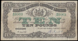 Northern Ireland, Belfast Banking Company 10 Pounds dated 3rd August 1933, series A/A 8063 hand signed Keith, Pick128b, Blake and Callaway BB 74 small...