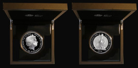 Britannia Ten Pounds 2014 5oz. Silver Proof S.BSH2, a slight hint of toning, otherwise FDC in the Royal Mint box of issue with certificate and booklet...