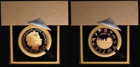 Five Pound Crown 2012 London 2012 Olympics - London skyline, S.LO55 Gold Proof nFDC/FDC the obverse with minor toning in the fields, in the Royal Mint...