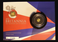 Tristan da Cunha Quarter Sovereign 2019 4-sided Gold Lustrous UNC in capsule, GB Fifty Pence 2015 Gold Britannia 1/40th oz. nFDC with a few small flec...