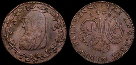 Halfpenny 18th Century Anglesey 1788 25 Acorns, DH 303, GVF with some thin scratches on the reverse