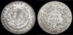 Shilling 19th Century Worcestershire - Worcester - County 1811 Obverse: Arms between olive and palm branches WIORCESTER COUNTY & CITY TOKEN, Reverse: ...