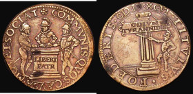 Spanish Netherlands - Jeton Vigilance with the Truth - The Triple Alliance with England, France and the United Provinces 1596, 29mm diameter in bronze...