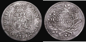 Baptism of Prince James, Duke of York 1633 29mm diameter in silver by N. Briot, Obverse: Prince's Arms within garnished shield, with ducal coronet NON...