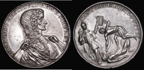 Murder of Sir Edmundbury Godfrey 1678, a copy, (struck c.1790) signed by J. Milton, original by G. Bower, in silver, struck, Obverse: bust right, bein...
