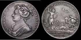 Coronation of Queen Anne 1702 35mm diameter in silver by J. Croker, Obverse: Bust left, draped, ANNA . D.G. MAG. BR. FR. ET. HIB. REGINA Reverse: Pall...