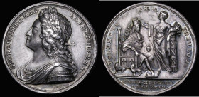 Coronation of George II 1727 34mm diameter in silver by J. Croker, The Official Coronation issue, Obverse: Bust left, laureate, GEORGIVS. II. D:G. MAG...
