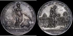 Jernegan's Lottery 1736 39mm diameter in Silver by J.S.Tanner Obverse: Minerva standing between military trophies and emblems of the Arts and Sciences...