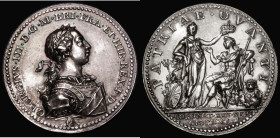 Coronation of George III 1761 34mm diameter in silver by L. Natter. Obverse: Bust right laureate and armoured, GEORGIVS. III. D.G. M. BRI. FRA. ET. HI...