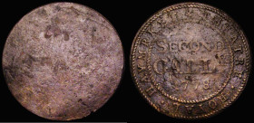 London Theatre Royal Haymarket Second Gallery Pass, 1778, 38mm diameter, uniface in copper, 11.76 grammes, VG