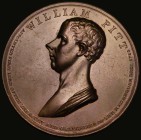 William Pitt 1799, 54mm diameter in bronze, by J.G. Hancock, Obverse: Draped bust left WILLIAM PITT, APPOINTED FIRST LORD OF THE TREASURY AND CHANCELL...