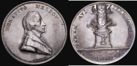 Battle of Trafalgar Nelson Memorial 1805 40mm diameter in silver by A. Abramson, Obverse: Bust of Nelson right, uniformed, HORATIVS NELSON, Reverse: R...