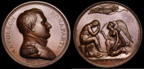 Napoleon on St. Helena 1815 41mm diameter in copper by T. Webb/G. Mills, Obverse: Bust right, uniformed NAPOLEON BONAPARTE, Reverse: napoleon seated p...