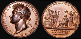 Coronation of George IV 1821 35mm diameter in bronze, The Official Royal Mint issue, by B. Pistrucci, Obverse: Bust left, laureate, GEORGIUS IIII D.G....
