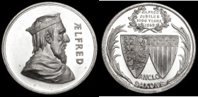 Millenary of the Death of King Alfred 1849 35mm diameter in White Metal by W.Taylor, Obverse: Crown and draped bust right &AElig;LFRED vertically in t...