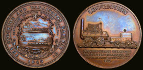 The Stockton & Darlington Railway Co. commemorative medal dated 1849, a 20th Century striking, 44mm diameter in bronze, unsigned, Obverse: LOCOMOTION,...