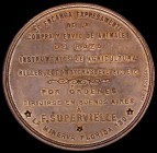 Argentina Advertising Medal undated 49mm diameter in bronze, Obverse: ESTANISLAO AREVALO /PROPETARIO DE MINAS / DE CIMIENTO / DIRECCION TELEG&Aacute;F...