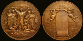 France - Universal Exposition 1878 86mm diameter in bronze by E.Oudine, Obverse: Allegory of the Exposition crowning Arts, Commerce Industry and Agric...