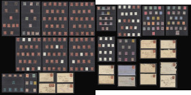 Stamps in an album (220) Victorian issues (166) Penny Blacks (2) Plate Letters G-F and M-L, Penny Reds - Non-perforated types (2) Plate Letters B-I an...