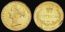 Australia Half Sovereign 1861 Sydney Branch Mint, Marsh 386, McDonald 008, in an NGC holder AU Details - Surface Hairlines