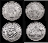 Australia Shilling 1961 KM#53 Choice UNC and fully lustrous, in a PCGS holder and graded MS66 and Australia Sixpence 1963 KM#58 Choice UNC and with pr...