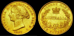 Australia Sovereign 1863 Sydney Branch Mint, Marsh A368, About EF with a gentle edge bruise, all Sydney branch mint Sovereign hard to find in grades a...