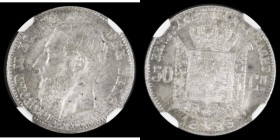 Belgium 50 Centimes 1898 Dutch Legend - DER BELGEN KM#27 in an NGC holder and graded MS63