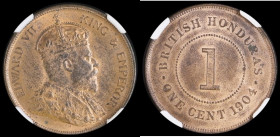 British Honduras One Cent 1904 KM#11 in an NGC holder and graded MS63 RB