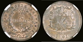 British North Borneo 1 Cent 1891H KM#2 NGC MS62 BN and still with some lustre