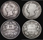 Canada 25 Cents (2) 1874H KM#5 Fine with grey tone, 1893 KM#5 VG one of the key dates in the series