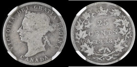 Canada 25 Cents 1888 KM#5 in an NGC holder and graded Good 4