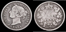 Canada Ten Cents 1872H KM#3 VG or slightly better/VG, the C of CENTS slightly 'misty', one of the key dates in the series