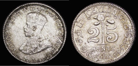 Ceylon 25 Cents 1926 KM#105a, UNC and attractively toned