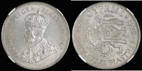 Cyprus 45 Piastres 1928 KM#19 NGC MS61 desirable thus