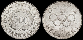 Finland 500 Markkaa 1951H Helsinki Olympics KM#35 Unc