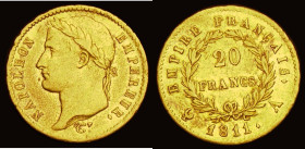 France 20 Francs Gold 1811A Paris Mint, KM#695.1 VF with some contact marks, the obverse with some hairlines
