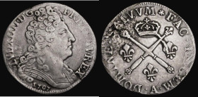 France Quarter Ecu 1707A KM#376.1 Fine with some adjustment lines, the reverse with an area of pitting